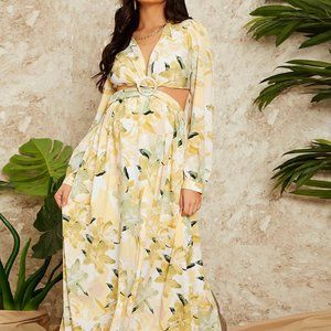 Hello Molly Floral Print Cut Out Waist Dress